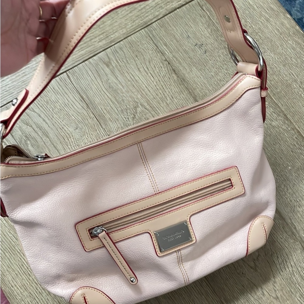 Tignanello Blush Pink and Cream Leather Shoulder Bag